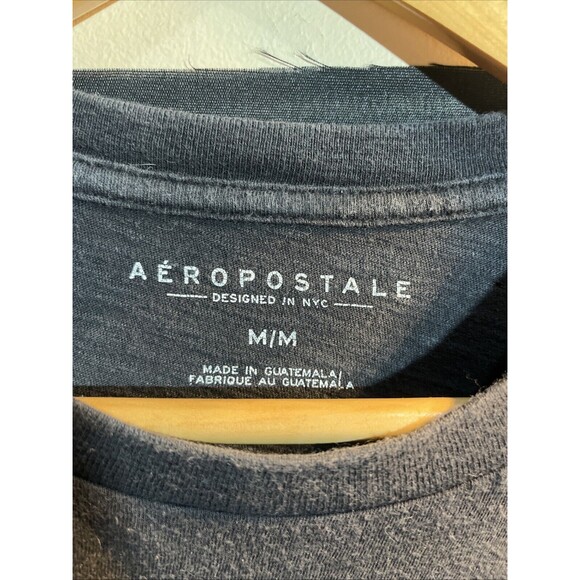 Aeropostale Mens Graphic T-shirt Medium Black Short Sleeve Crew Neck - Picture 2 of 11